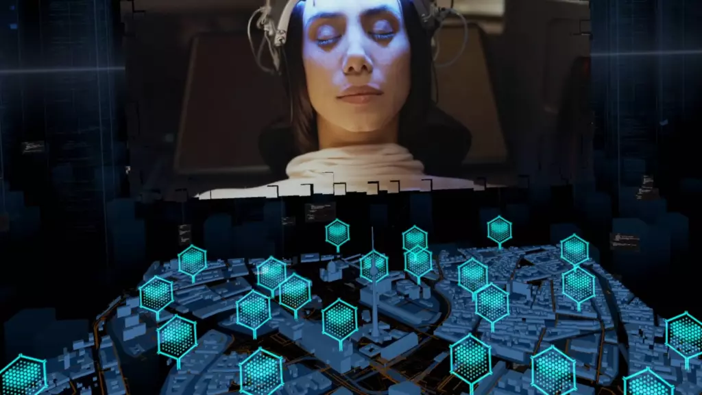 Human Within вокруг среда с цифровыми гексагональными элементами.