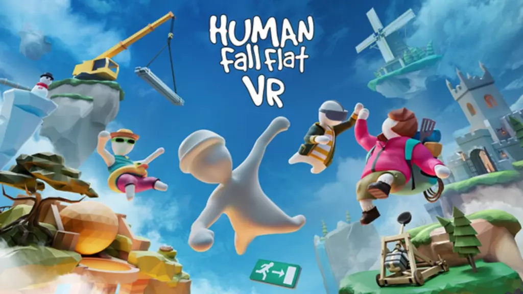 Персонажи Human Fall Flat VR на фоне разнообразных локаций, готовые к хаотичным приключениям.