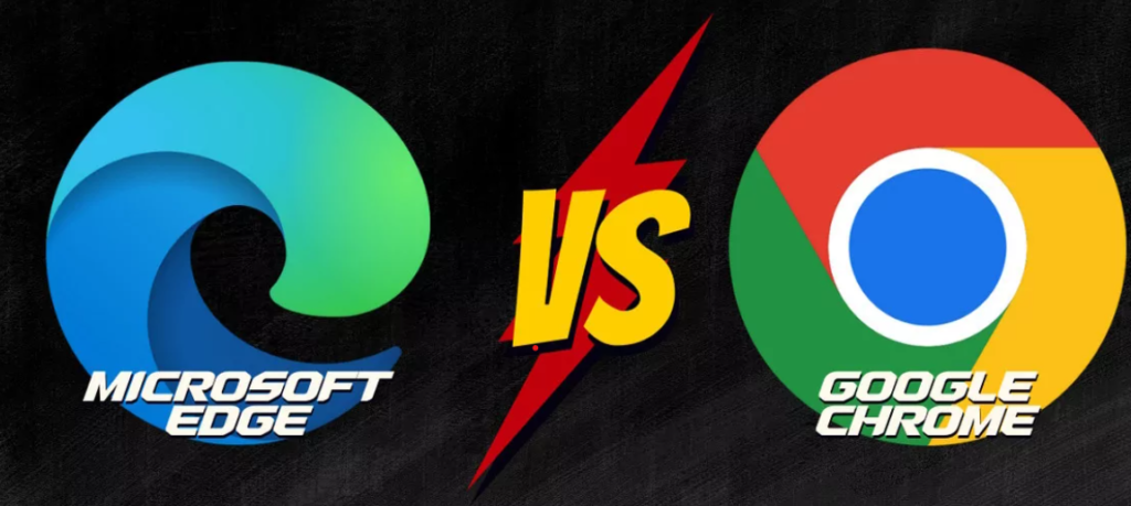 Microsoft Edge и Google Chrome с надписью "vs" между ними.