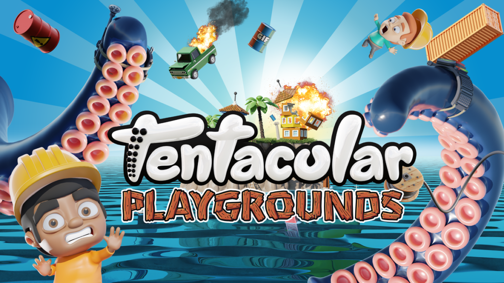 Демоверсия Playgrounds, гигантские щупальца, испуганный человек в каске и взрывы на фоне