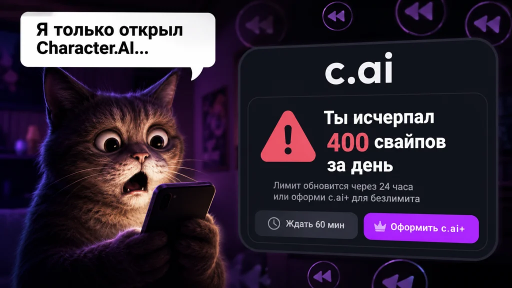 Character.AI закрутил гайки: как теперь жить с лимитом на свайпы и почему сообщество взбесилось