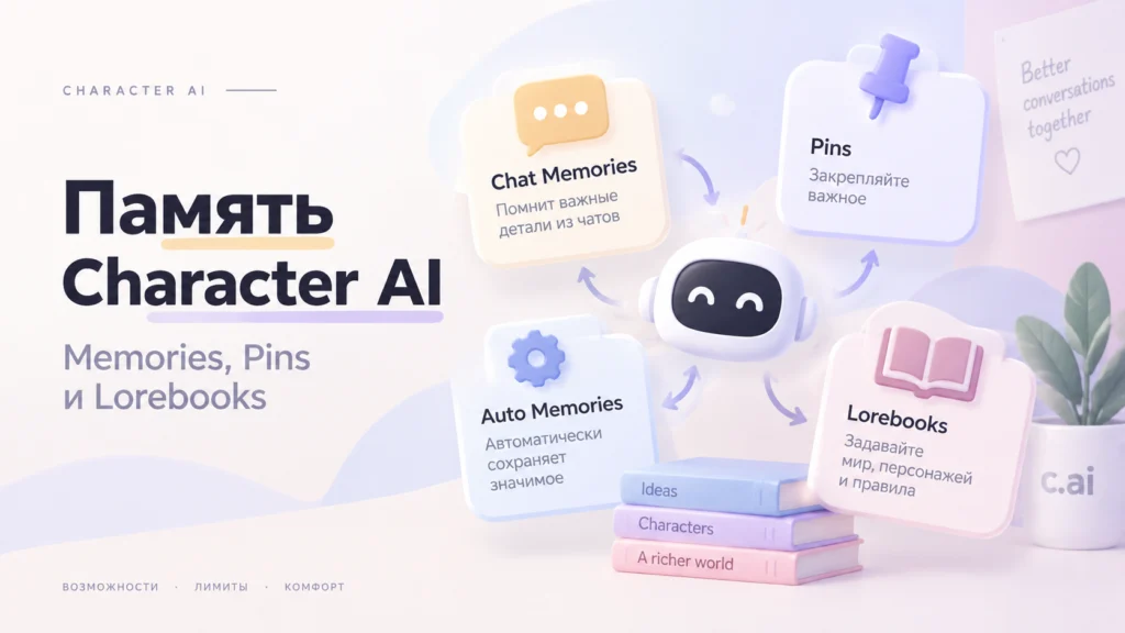 Как работает память Character AI: Chat Memories, Pins, Auto Memories и Lorebooks
