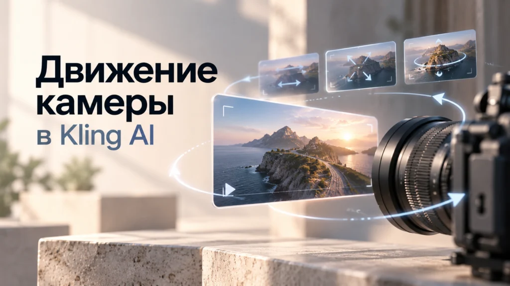 Движение камеры в Kling AI — pan, zoom, dolly и orbit